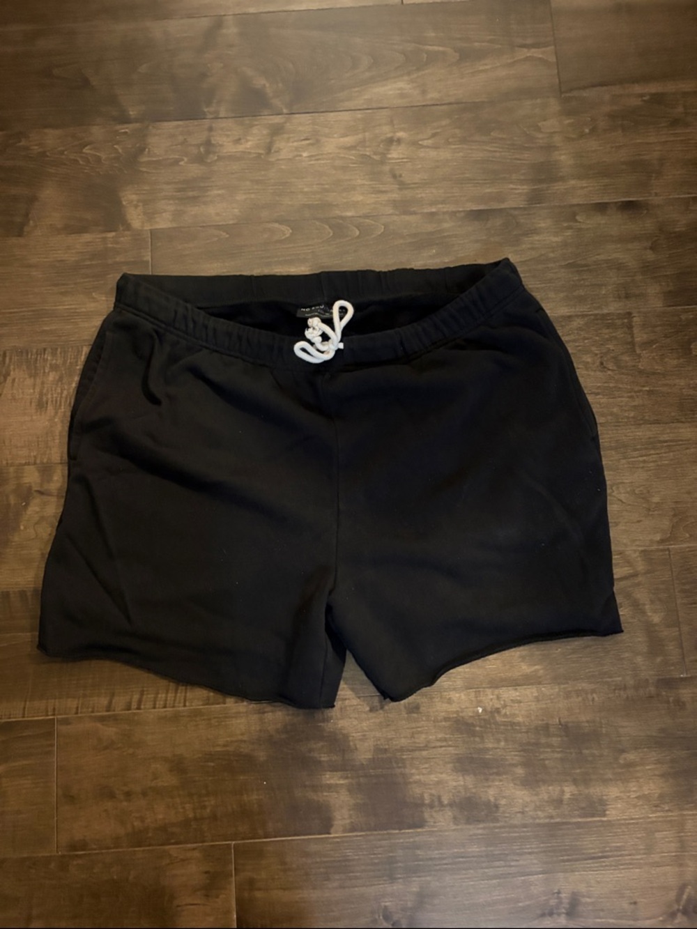 No Boundaries Black Athletic Drawstring Shorts with White Cord